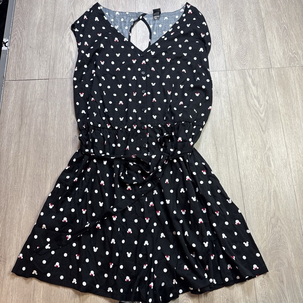Disney Romper Mickey‎ Mouse Women's Plus Size 3 Black Summer Casual Rayon Blend